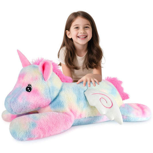 SuzziPals Giant Rainbow Unicorn Stuffed Animal 30", Jumbo Soft Big Stuffed Animals, Giant Plush Toys Hugging Pillow for Stress Relief & Sleep Aid, Huge Cuddly Cute Plushies Unicorn Gifts for Kid Adult
