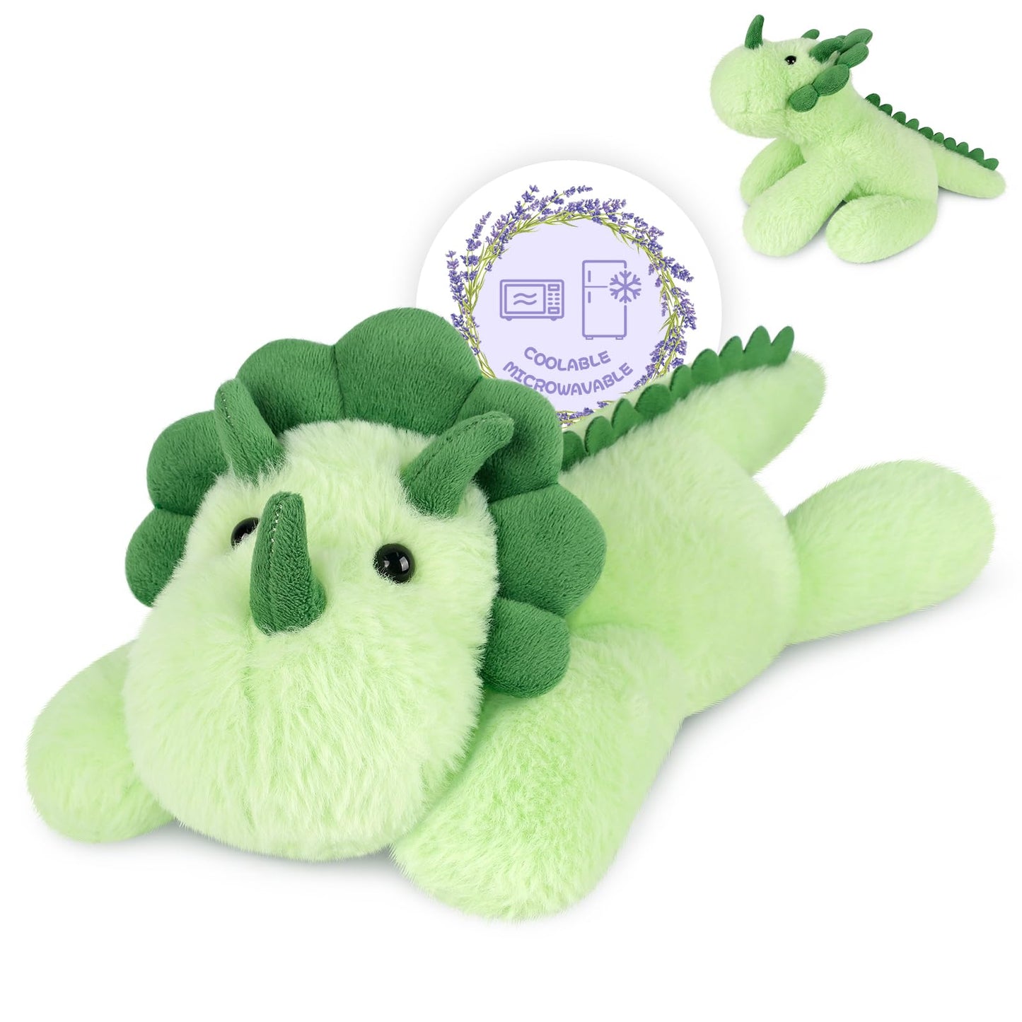 SuzziPals Heatable & Coolable Triceratops Plush, Microwavable Stuffed Animals Heating Pad for Period DIscomfort, Lavender Scented Dinosaur Stuffed Animal for Warm & Comfort, Plush Toys Gift for Kids