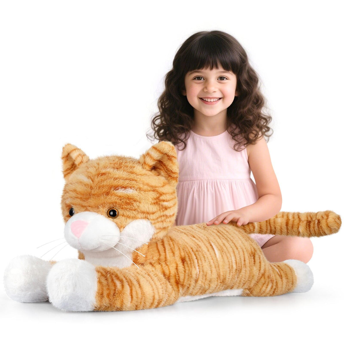 SuzziPals Giant Cat Plush 30", Jumbo Soft Orange Cat Stuffed Animal, Giant Plush Toys for Relaxation & Comfort, Huge Cuddly Cats Plushies Gifts for Boys and Girls