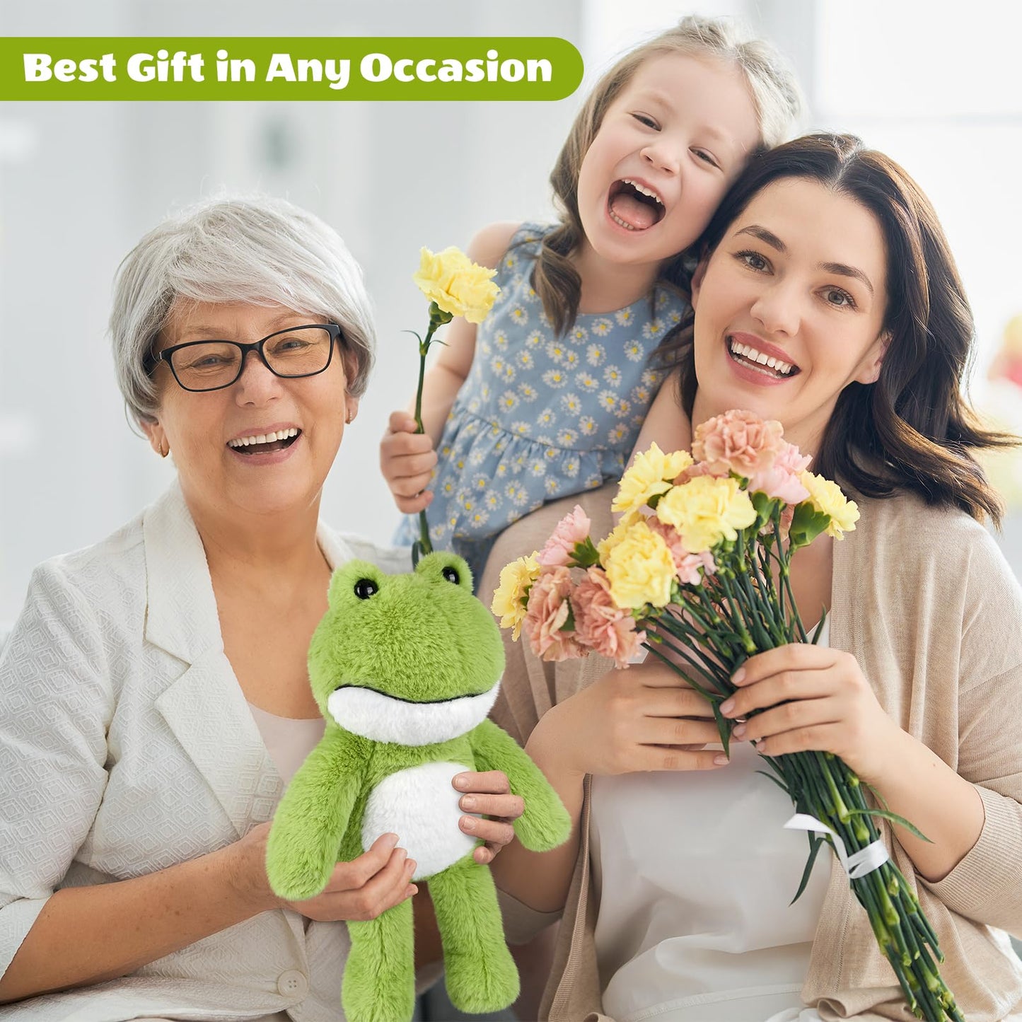 SuzziPals Heatable & Coolable Frog Stuffed Animal, Microwave Heating Pad Plushies for Soothing & Relaxation, Stuffed Frog Plush Toys for Stress Relief, Cute Frogs for Kids & Adults