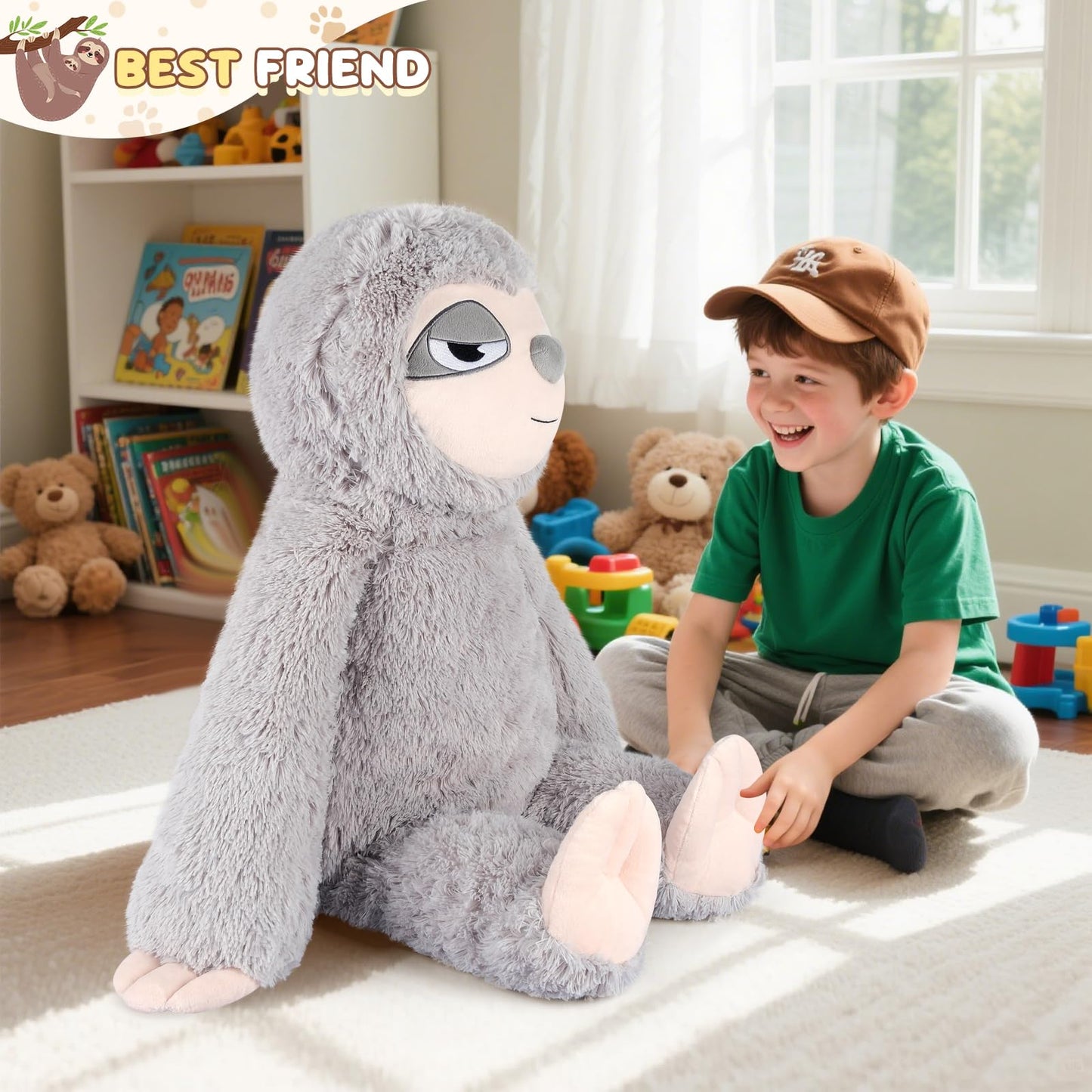 SuzziPals Huge Sloth Stuffed Animal 30", Jumbo Soft Sloth Stuffed Animals, Big Plushies for Stress Relief & Sleep Aid, Cuddly Giant Plush Gifts for Kids Adults