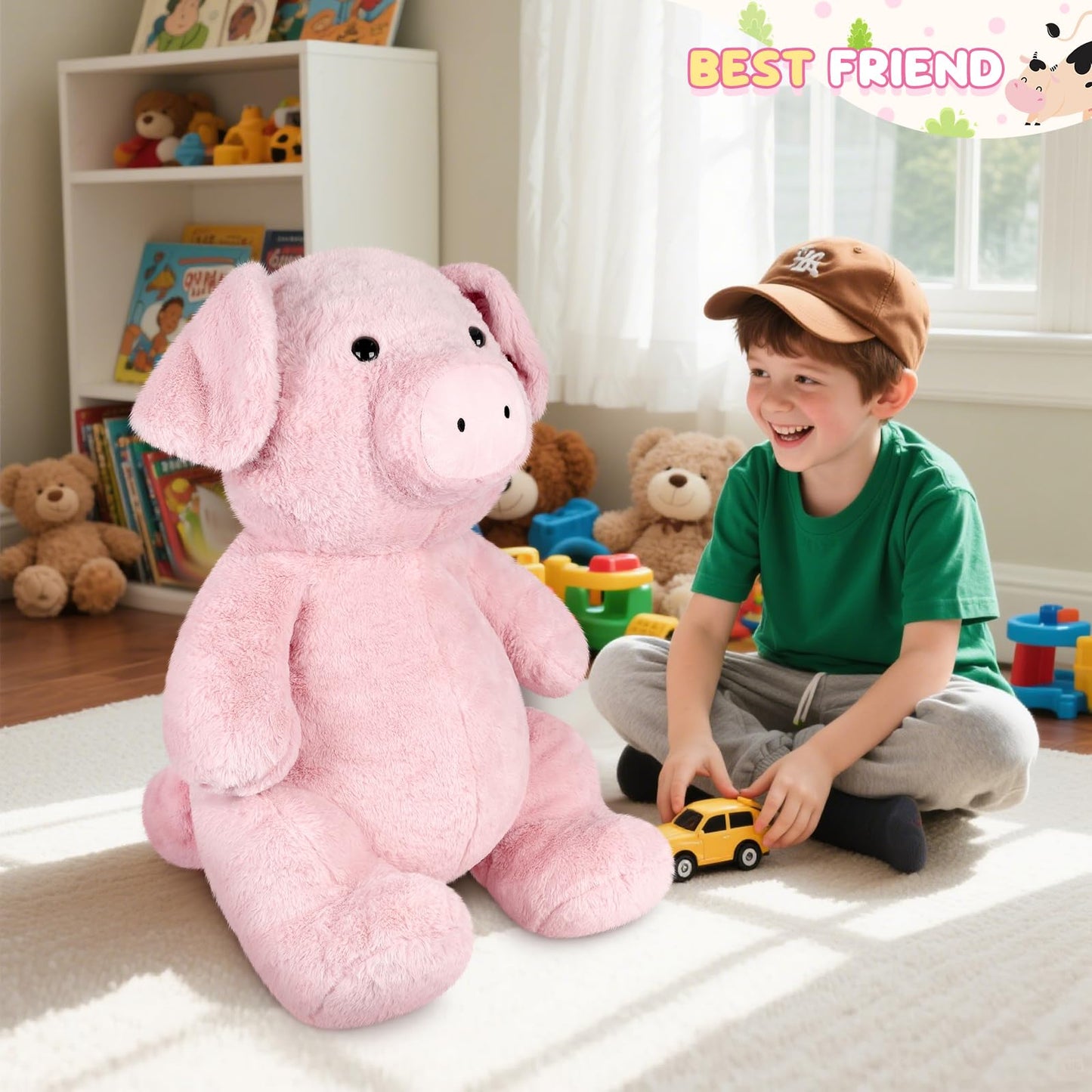 SuzziPals Giant Pink Pig Stuffed Animal 30", Jumbo Soft Giant Stuffed Animal, Big Pigs Cute Plush Toys Hugging Pillow for Stress Relief & Sleep Aid, Huge Cuddly Pig Plush Gift for Kids Adults