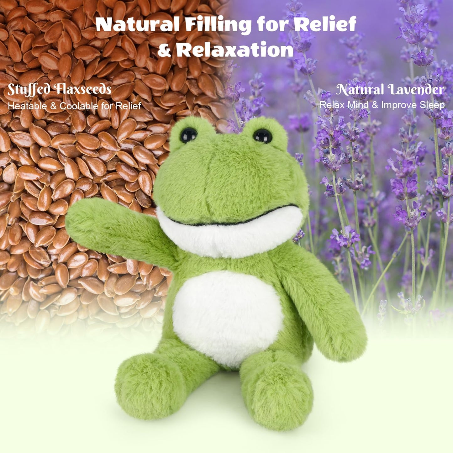 SuzziPals Heatable & Coolable Frog Stuffed Animal, Microwave Heating Pad Plushies for Soothing & Relaxation, Stuffed Frog Plush Toys for Stress Relief, Cute Frogs for Kids & Adults