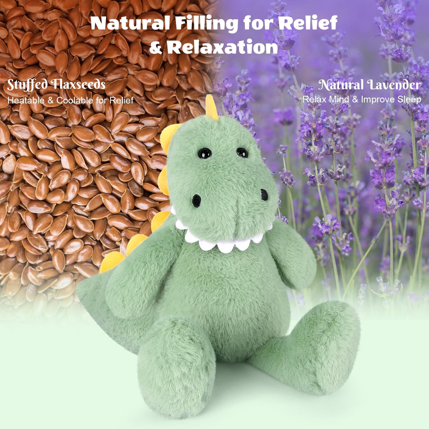 SuzziPals Heatable & Coolable T rex Plush, Microwavable Stuffed Animals Heating Pad for Period DIscomfort, Lavender Scented Dinosaur Stuffed Animal for Warm & Comfort, Plush Toys Gift for Kids