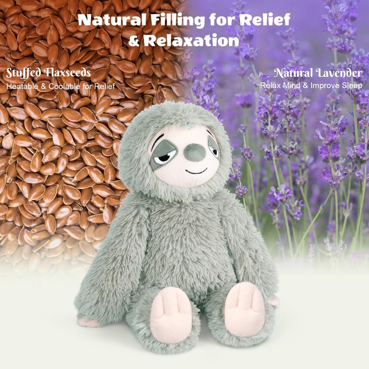SuzziPals Heatable & Coolable Sloth Stuffed Animals, Cute Microwavable Heating Pad Plushies for Soothing & Relaxation, Sloths Plush Toys, Stuffed Sloth Gifts Decor