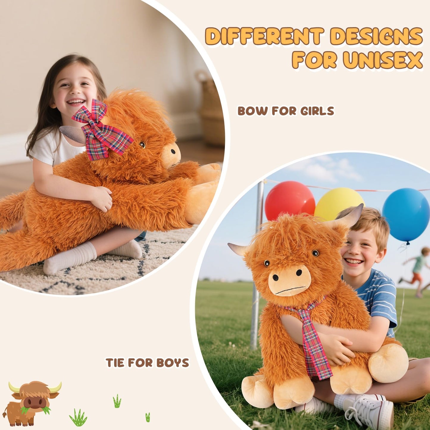 SuzziPals Giant Highland Cow Stuffed Animal 30", Jumbo Soft Giant Stuffed Animals, Highland Cow Plush Toys for Stress Relief & Sleep Aid, Huge Cuddly Cute Plushies Gift for Kids Adults