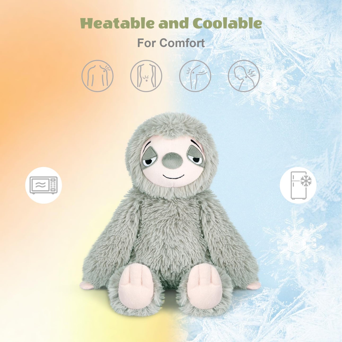 SuzziPals Heatable & Coolable Sloth Stuffed Animals, Cute Microwavable Heating Pad Plushies for Soothing & Relaxation, Sloths Plush Toys, Stuffed Sloth Gifts Decor