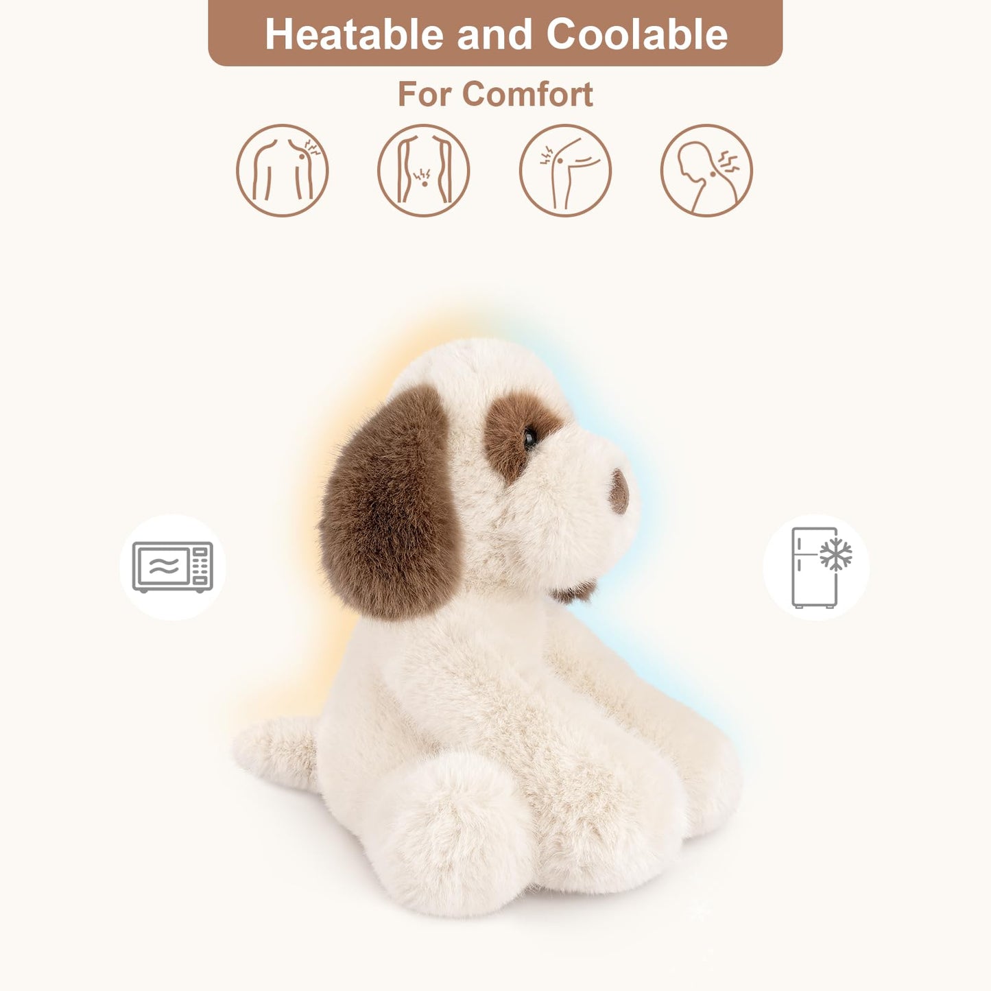 SuzziPals Heatable & Coolable Dog Stuffed Animal, Heating Pad Microwavable for Soothing & Relaxation, Lavender Scented Stuffed Dog Plush for Stress Relief, Puppy Plushie Gifts for Kid & Women