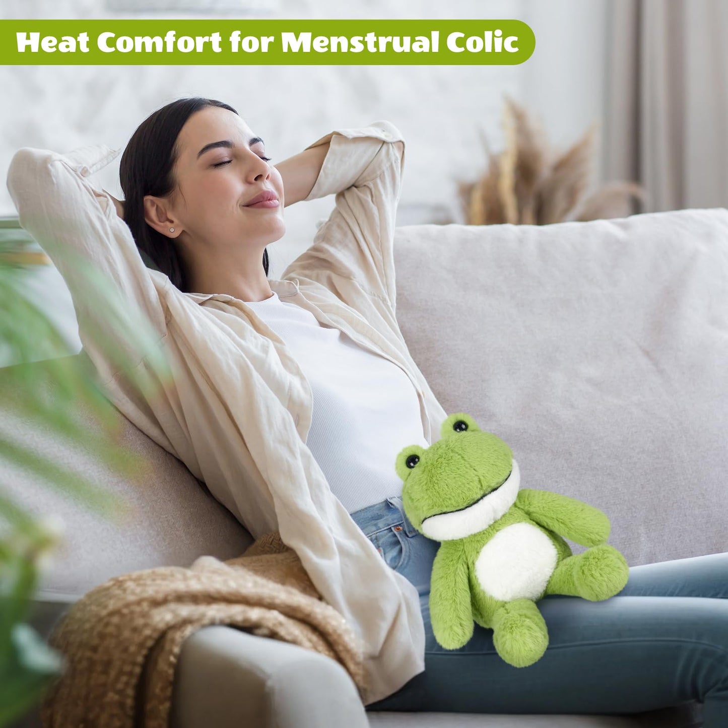 SuzziPals Heatable & Coolable Frog Stuffed Animal, Microwave Heating Pad Plushies for Soothing & Relaxation, Stuffed Frog Plush Toys for Stress Relief, Cute Frogs for Kids & Adults