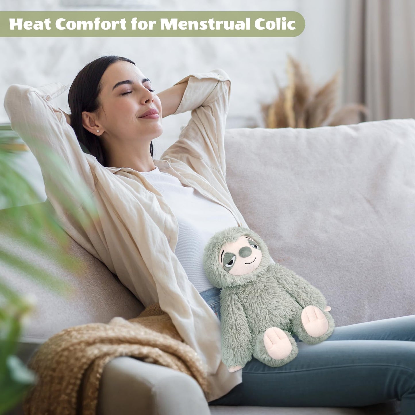 SuzziPals Heatable & Coolable Sloth Stuffed Animals, Cute Microwavable Heating Pad Plushies for Soothing & Relaxation, Sloths Plush Toys, Stuffed Sloth Gifts Decor