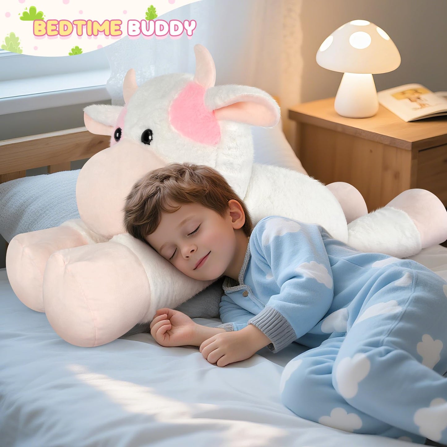 SuzziPals Giant Cow Stuffed Animal 30", Jumbo Strawberry Cow Plush Toys, Giant Stuffed Animal Hugging Pillow for Stress Relief & Sleep Aid, Huge Cuddly Dairy Plushies Gift for Kids Adults