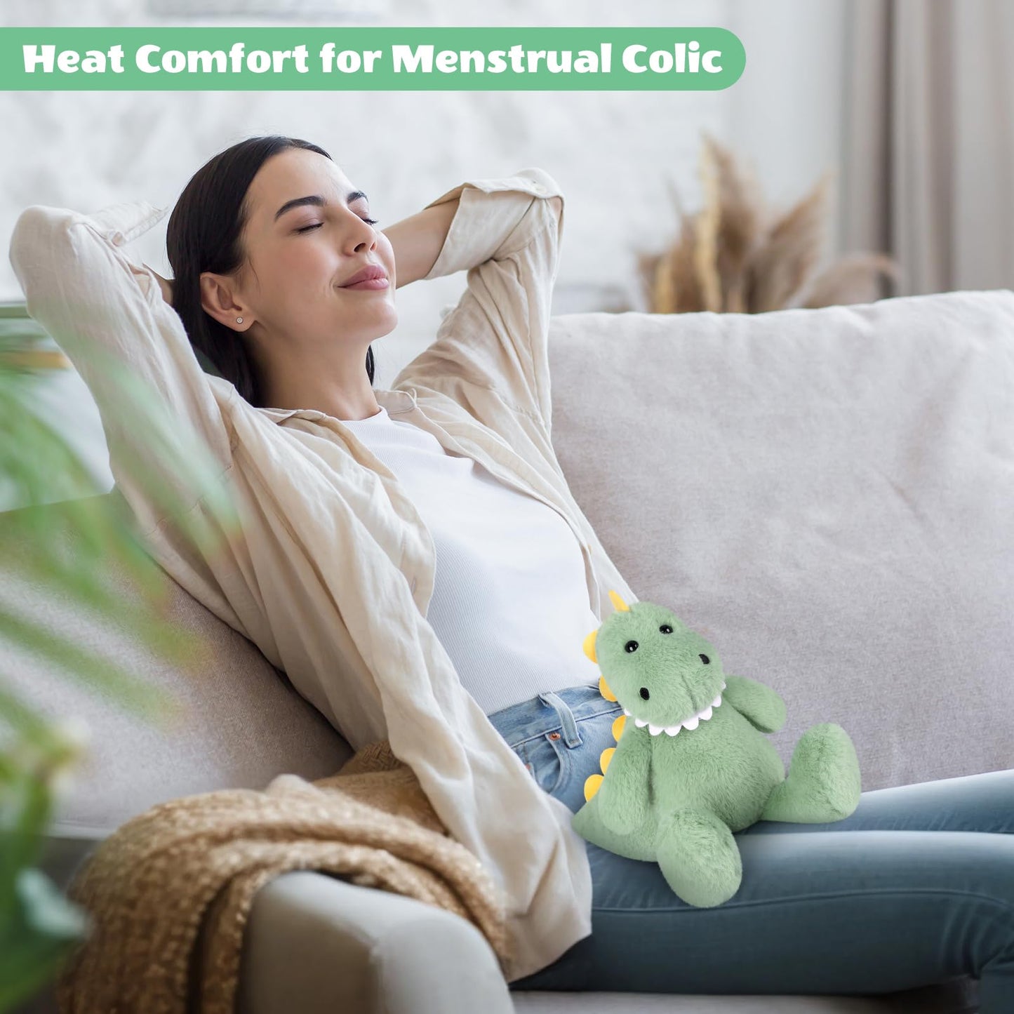 SuzziPals Heatable & Coolable T rex Plush, Microwavable Stuffed Animals Heating Pad for Period DIscomfort, Lavender Scented Dinosaur Stuffed Animal for Warm & Comfort, Plush Toys Gift for Kids