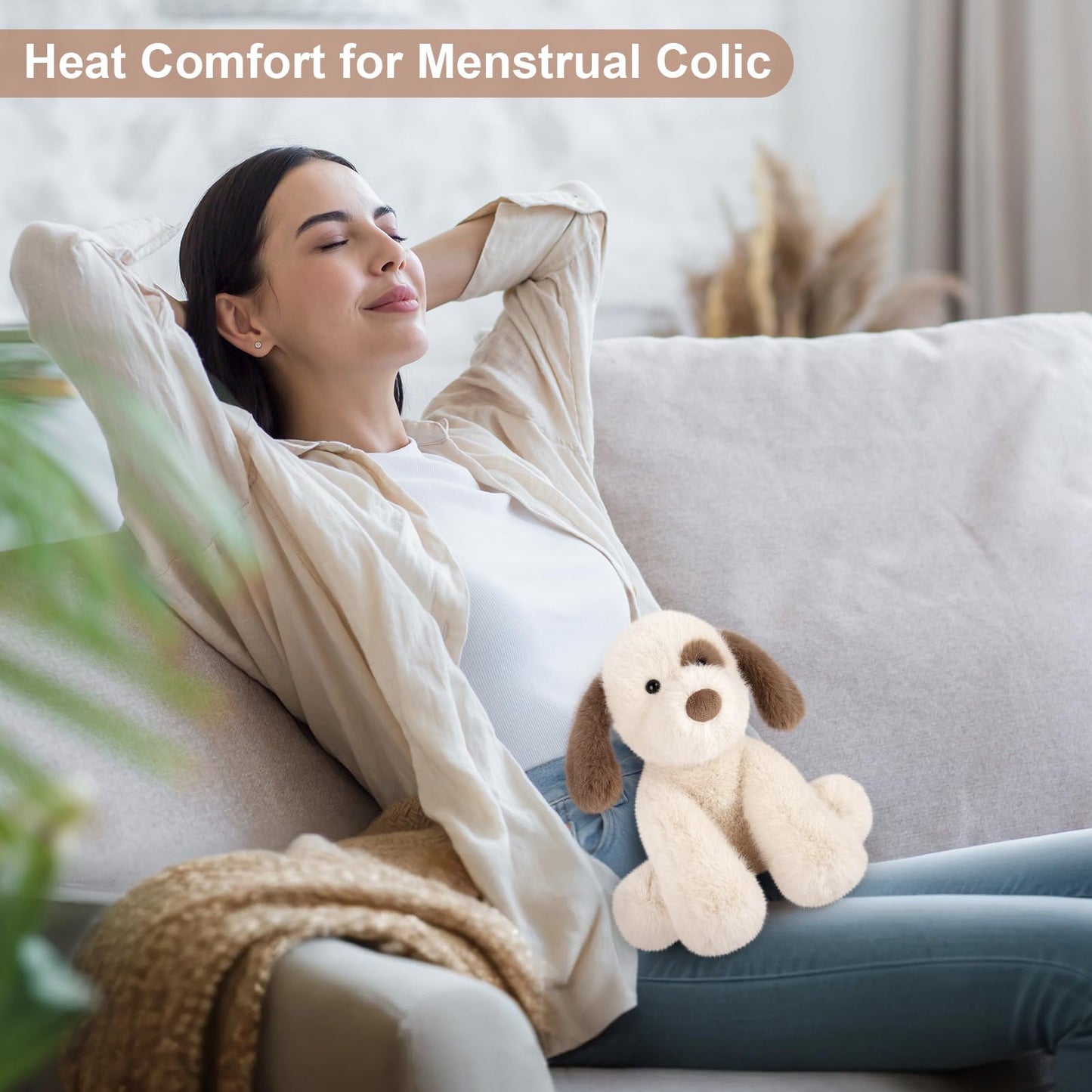 SuzziPals Heatable & Coolable Dog Stuffed Animal, Heating Pad Microwavable for Soothing & Relaxation, Lavender Scented Stuffed Dog Plush for Stress Relief, Puppy Plushie Gifts for Kid & Women