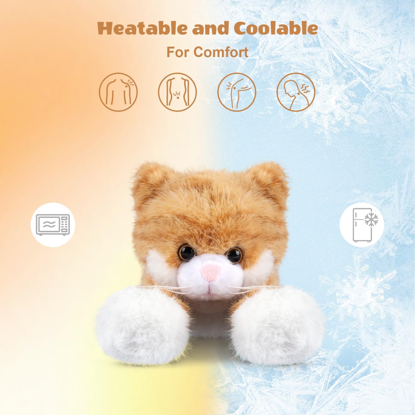 SuzziPals Heatable & Coolable Orange Cats Stuffed Animals, Microwave Heating Pad Animals for Discomfort, Orange Cats Cute Stuff for Companion, Lavender Stuffed Animals, Plush Toys Gifts