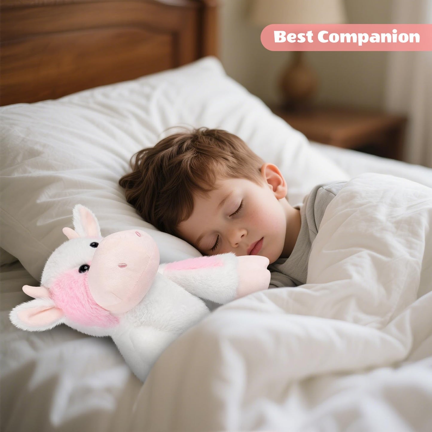 SuzziPals Strawberry Cow Plush, Microwavable Stuffed Animals Heating Pad for Period Cramps, Cuddly CattleStuffed Animal for Warmth & Comfort, Cow Gifts for Adults Kids