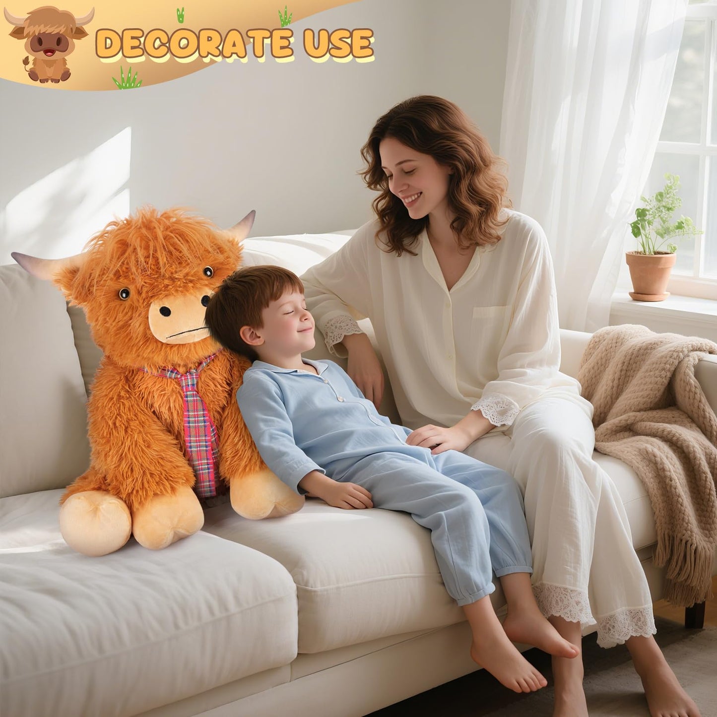SuzziPals Giant Highland Cow Stuffed Animal 30", Jumbo Soft Giant Stuffed Animals, Highland Cow Plush Toys for Stress Relief & Sleep Aid, Huge Cuddly Cute Plushies Gift for Kids Adults
