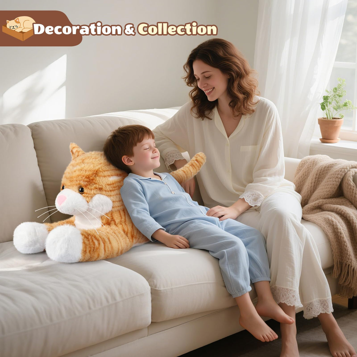SuzziPals Giant Cat Plush 30", Jumbo Soft Orange Cat Stuffed Animal, Giant Plush Toys for Relaxation & Comfort, Huge Cuddly Cats Plushies Gifts for Boys and Girls