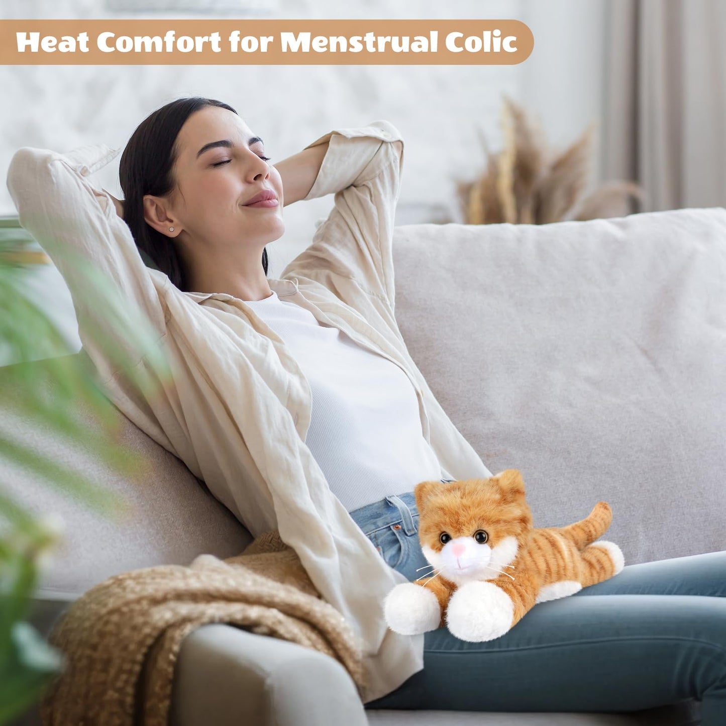 SuzziPals Heatable & Coolable Orange Cats Stuffed Animals, Microwave Heating Pad Animals for Discomfort, Orange Cats Cute Stuff for Companion, Lavender Stuffed Animals, Plush Toys Gifts