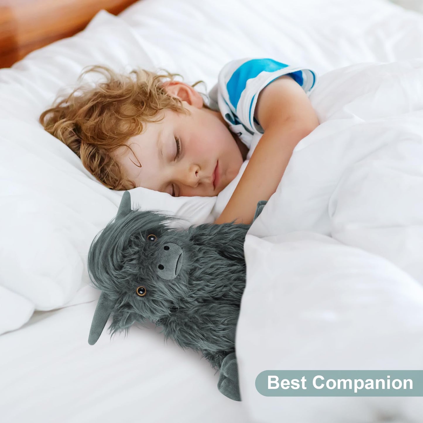 SuzziPals Heatable & Coolable Highland Cow Stuffed Animal, Microwavable Heating Pad for Soothing & Relaxation, Black Cattle Plushies for Stress Relief, Lavender Scented Stuffed Cow Gifts