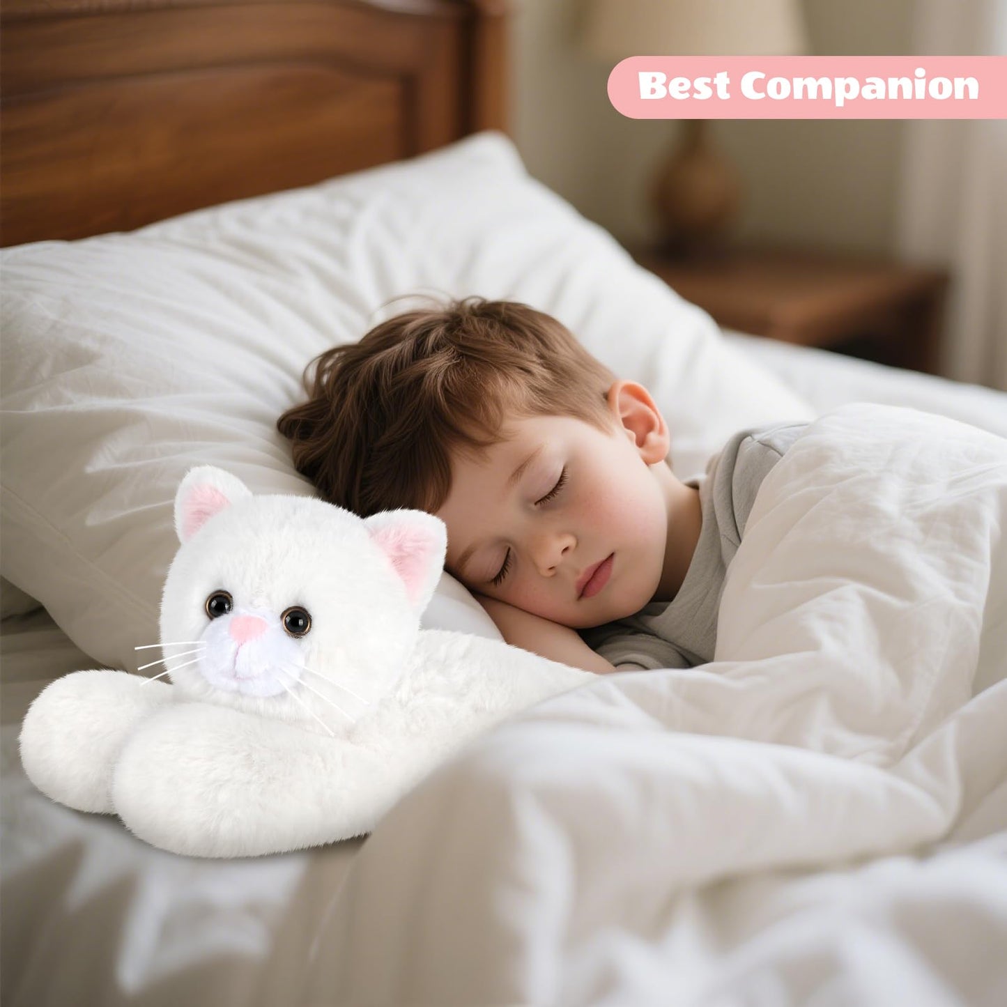 SuzziPals Heatable & Coolable White Cats Stuffed Animals, Microwave Heating Pad Animal for Discomfort, White Cats Plush for Companion, Cat Plushies Lavender Stuffed Animal, Stuffed Cat Toys Gift
