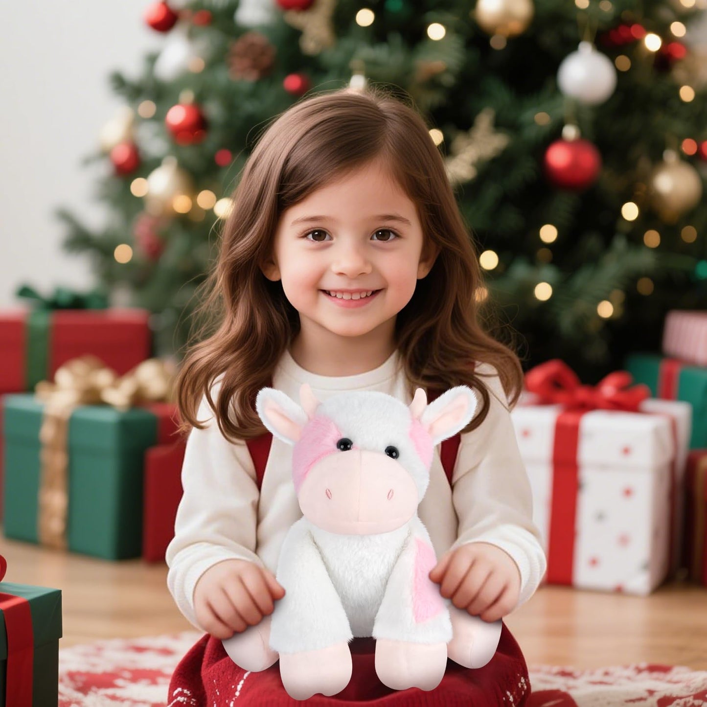 SuzziPals Strawberry Cow Plush, Microwavable Stuffed Animals Heating Pad for Period Cramps, Cuddly CattleStuffed Animal for Warmth & Comfort, Cow Gifts for Adults Kids