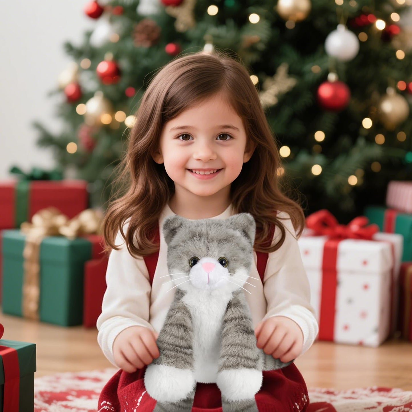 SuzziPals Heatable & Coolable Grey Cats Stuffed Animals, Microwave Heating Pad Animal for Discomfort, Grey Cats Plush for Companion, Cat Plushies Lavender Stuffed Animal, Stuffed Cat Toys Gift
