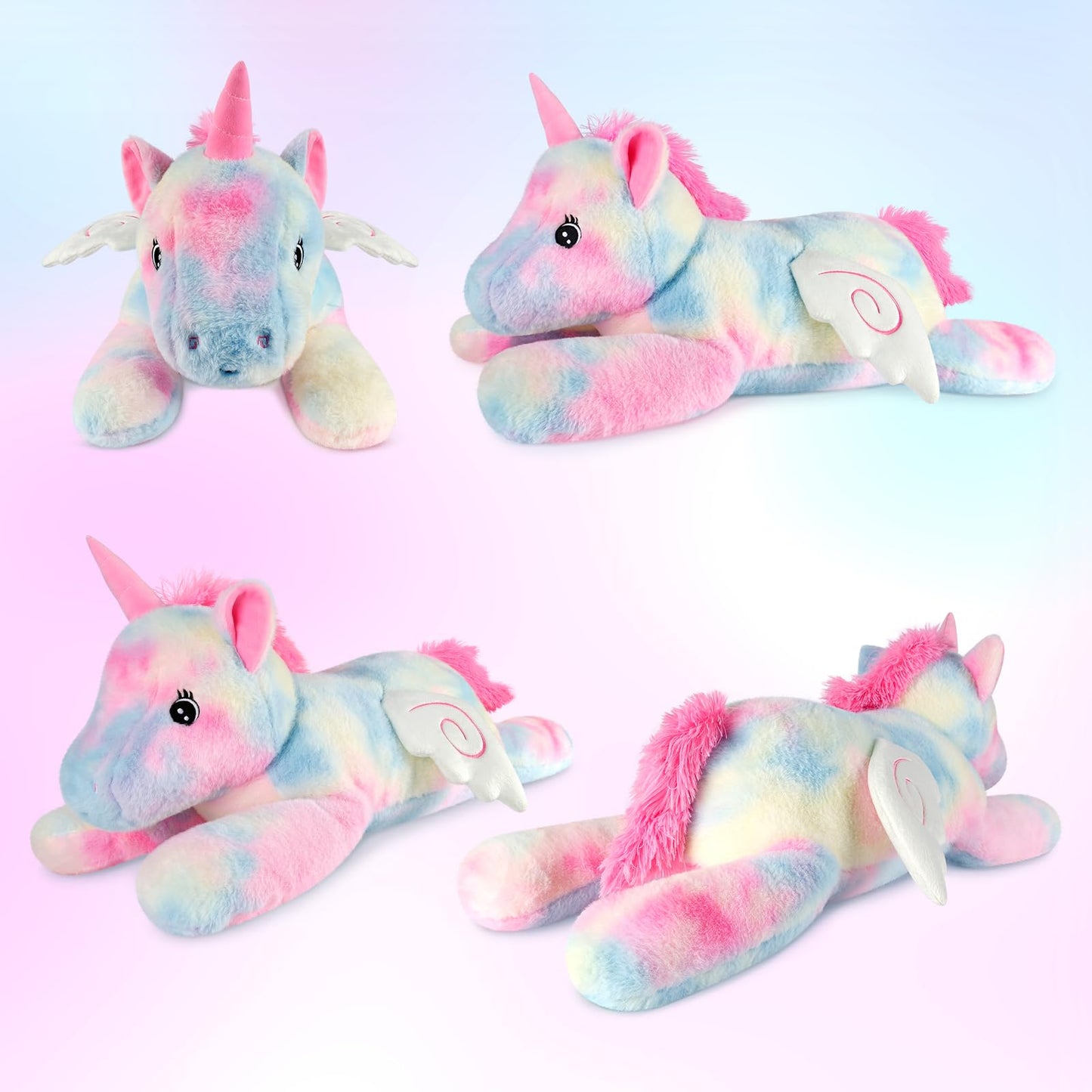SuzziPals Giant Rainbow Unicorn Stuffed Animal 30", Jumbo Soft Big Stuffed Animals, Giant Plush Toys Hugging Pillow for Stress Relief & Sleep Aid, Huge Cuddly Cute Plushies Unicorn Gifts for Kid Adult