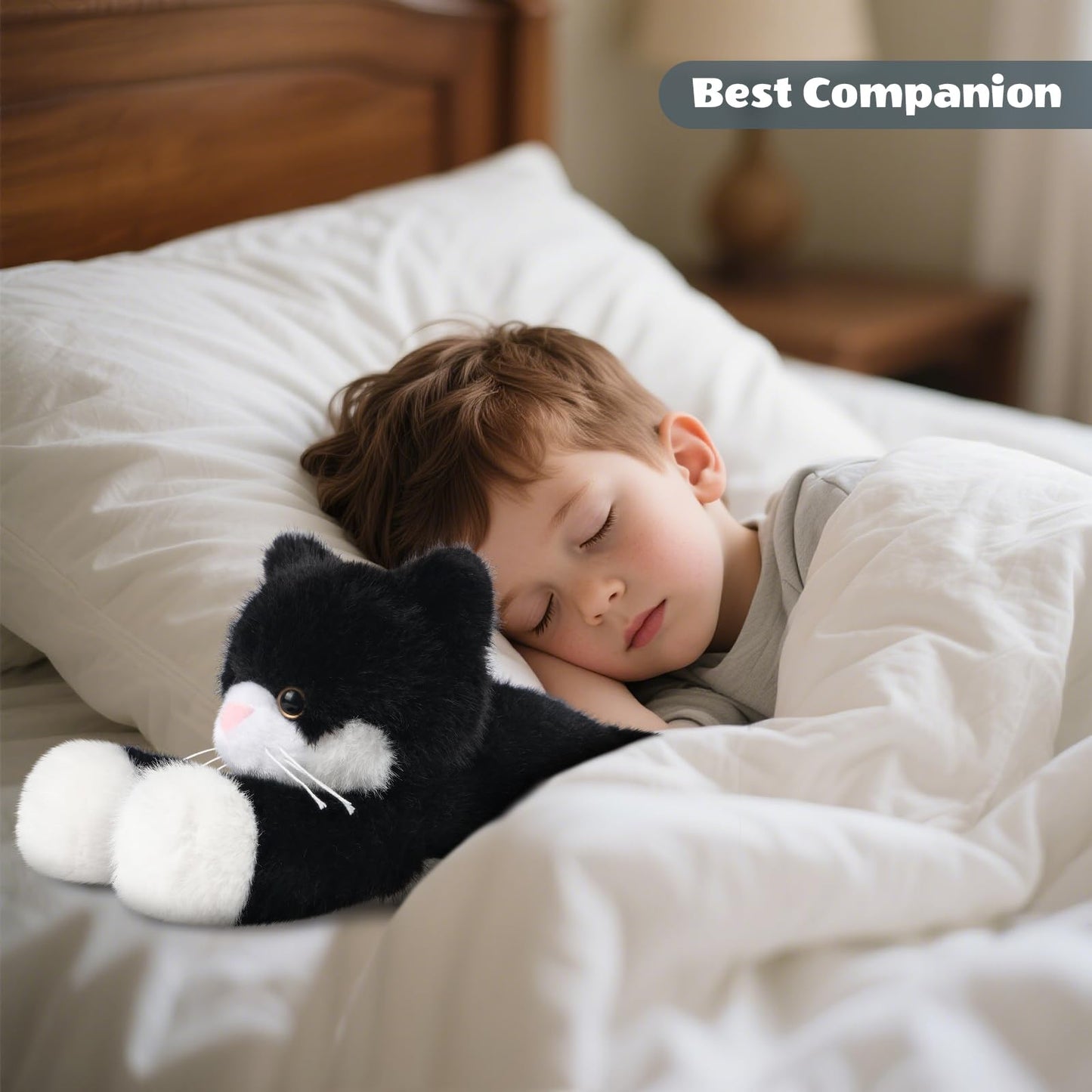 SuzziPals Heatable & Coolable Black and White Cat Stuffed Animal, Microwave Heating Pad Animal for Discomfort, Cat Plush for Companion, Plush Cats Lavender Stuffed Animal, Stuffed Cats Toys Gift
